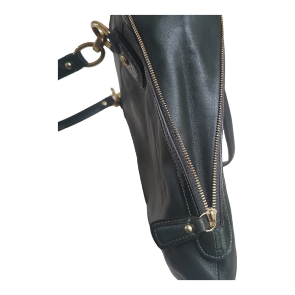 $458 Coach Kristin Spectator Exotic Leather Hobo Bag EUC Croc Dark Green Hunter - Picture 3 of 13